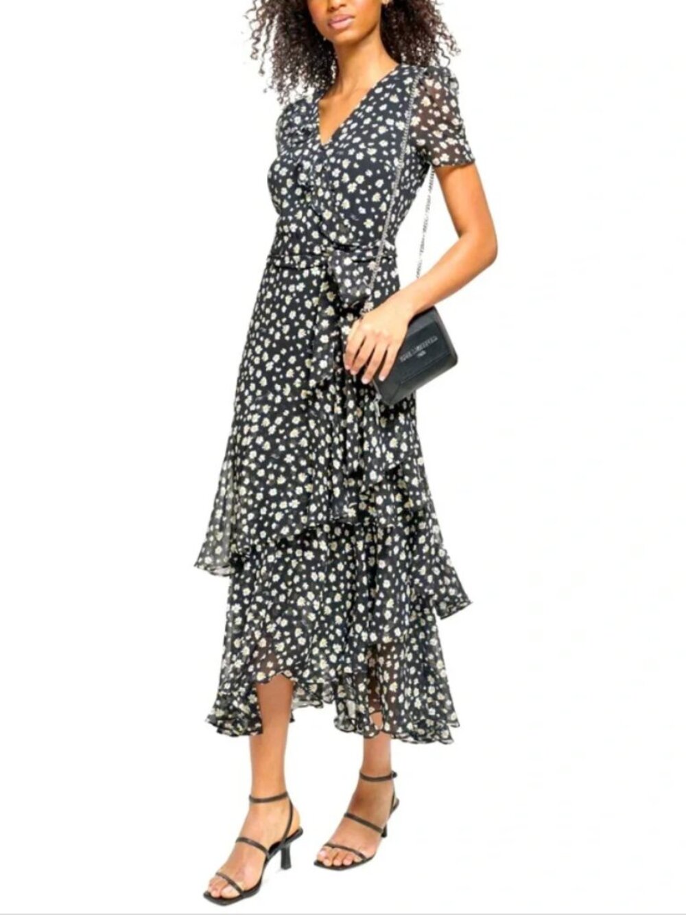 Karl Lagerfeld Paris Daisy Midi Dress in Black Size 10